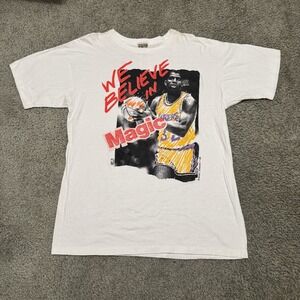 VTG Magic Johnson t-shirt 1990's Lakers NBA Mens Sz XL White Single Stitch